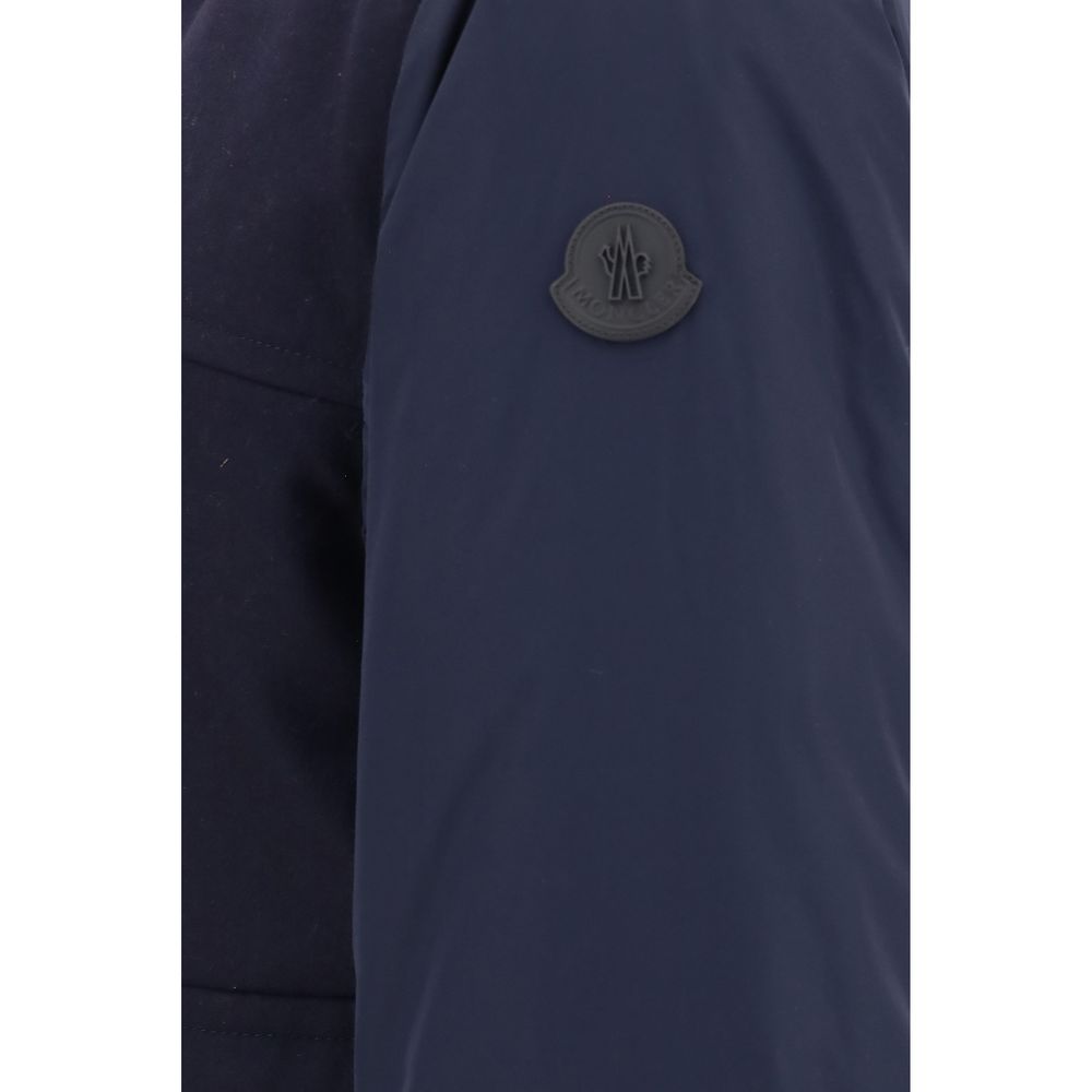 Moncler Men's Polyamide Cashmere & Merino Wool Windbreaker Jacket - Blue