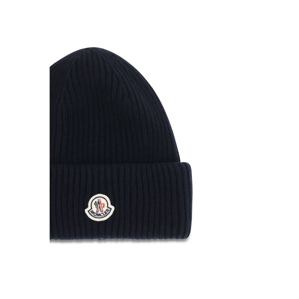 Moncler Cashmere Wool Beanie Hat - Blue