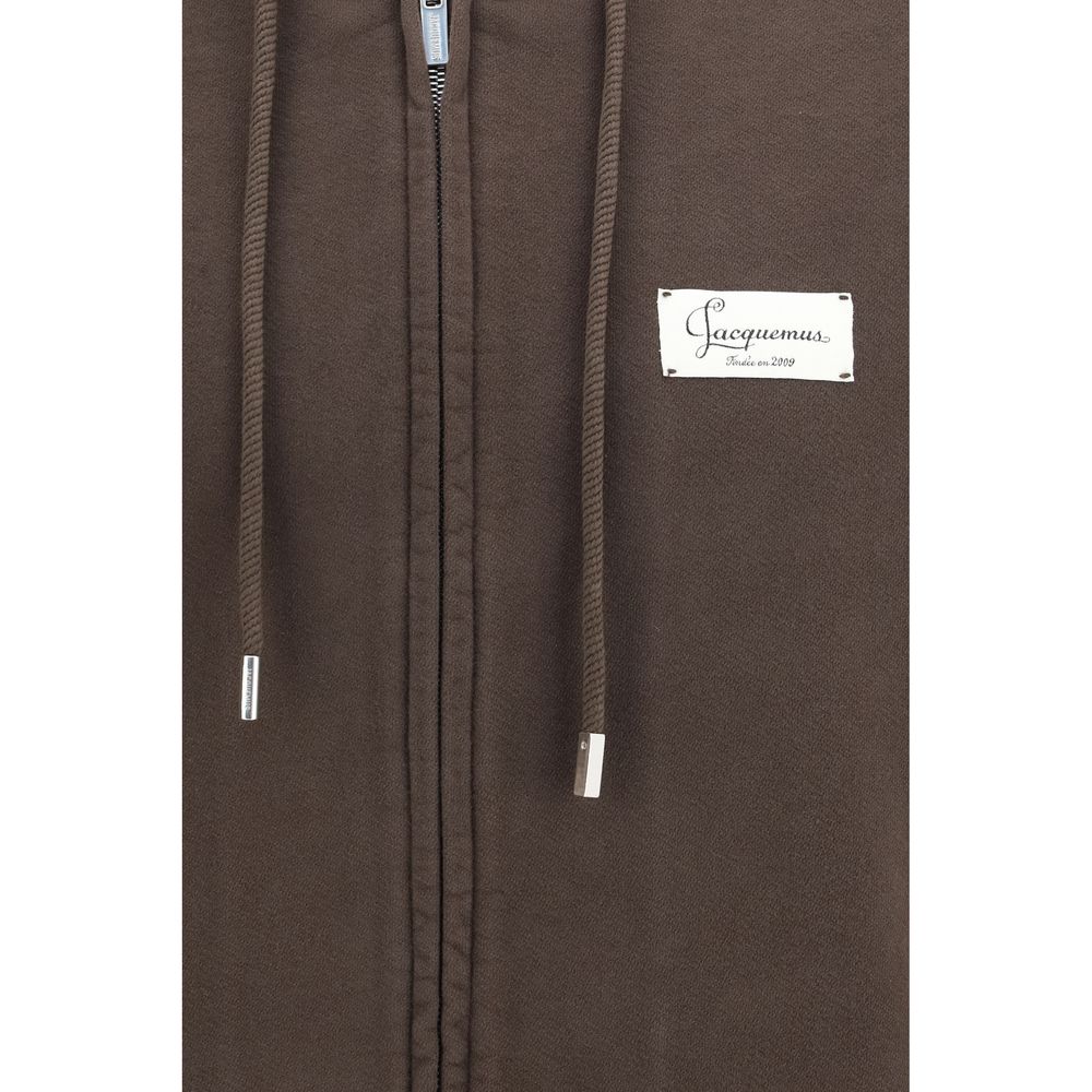 Jacquemus Men's Relaxed Fit Regular Cotton Sweatshirt Hoodie - Brown