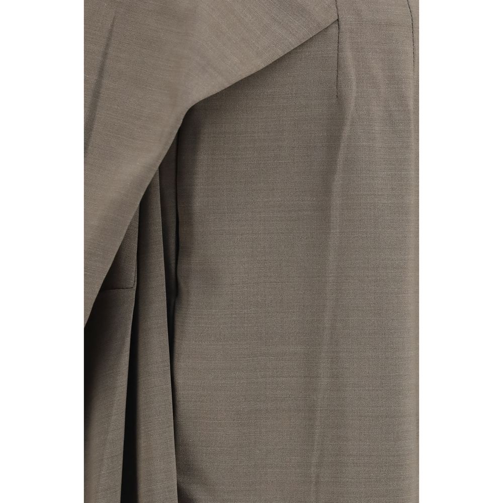 Trousers by Jacquemus for women in elastane horn & wool gray & horn features a sculptural silhouette, showcasing a sculptural flared, regular-fit & wide and long with a sophisticated high rise for a sculptural finish.