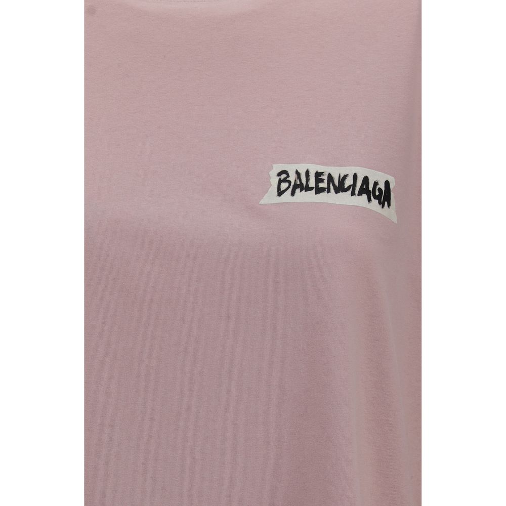 Balenciaga Women's Regular Fit Oversized Short-Sleeve Crew Neck Cotton T-Shirt - Multicolor Print