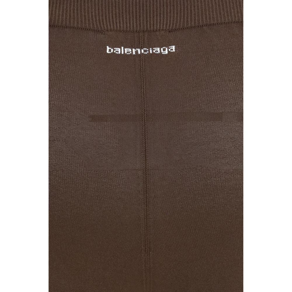 Balenciaga Women's Straight Leg Slim Leggings High Rise Polyester & Viscose Activewear - Brown