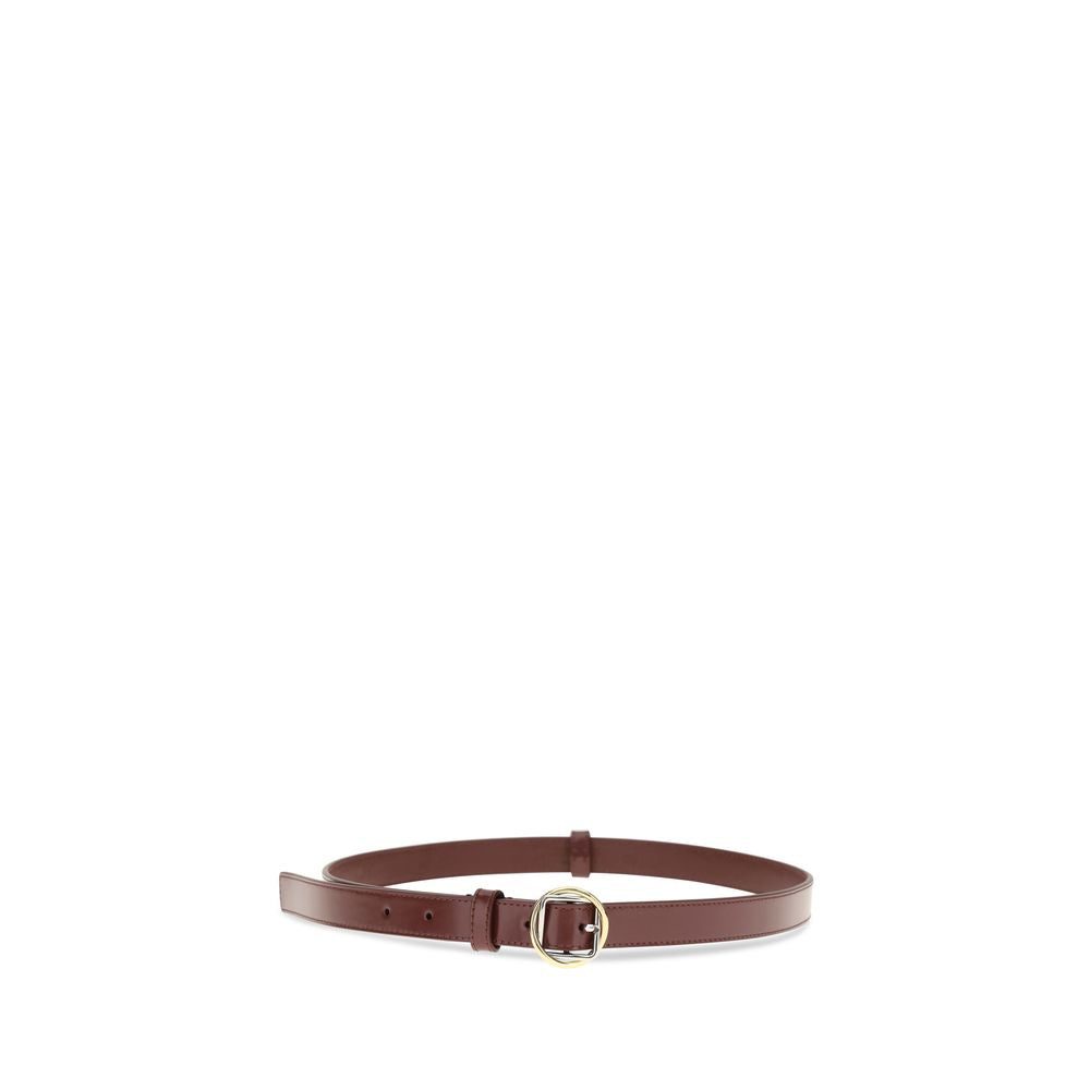 Jacquemus Bos Taurus Calf Leather Belt - Bordeaux Gold Silver