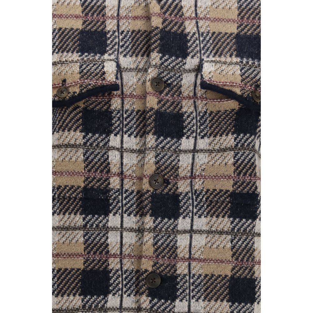 Guest in Residence Women's Regular Fit Long-Sleeve Cashmere Shirt - Brown Patterned Checked Tartan