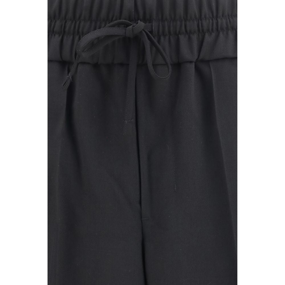 Ami Paris Men's Relaxed Fit Regular Wool Casual Pants - Black