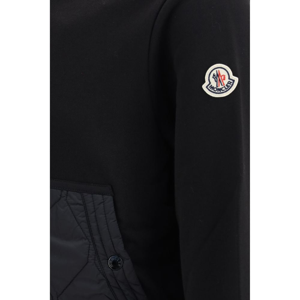 Moncler Men's Regular Fit Polyester Cotton Nylon & Modal Sweatshirt Hoodie - Black