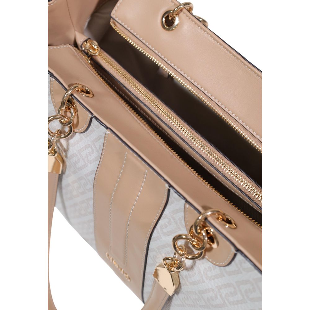 Liu Jo Polyethylene Polyurethane Faux Leather Large Tote Handbag - Gold White