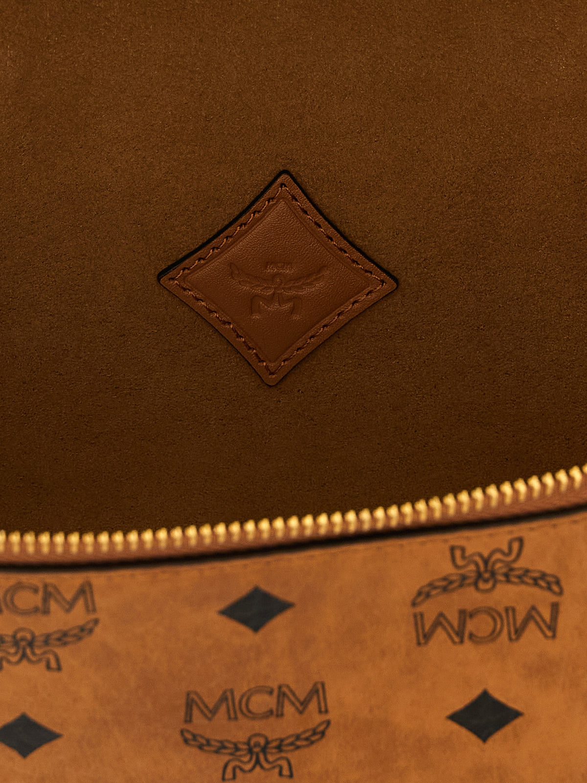 MCM Aren Visetos Coated Canvas Nappa & Suede Leather Crossbody Vanity Handbag - Black Brown Gold Monogram