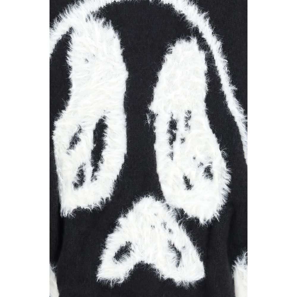 Y-3 Men's Relaxed Fit Oversized V Neck Acrylic Polyamide & Merino Wool Cardigan - Black Signature