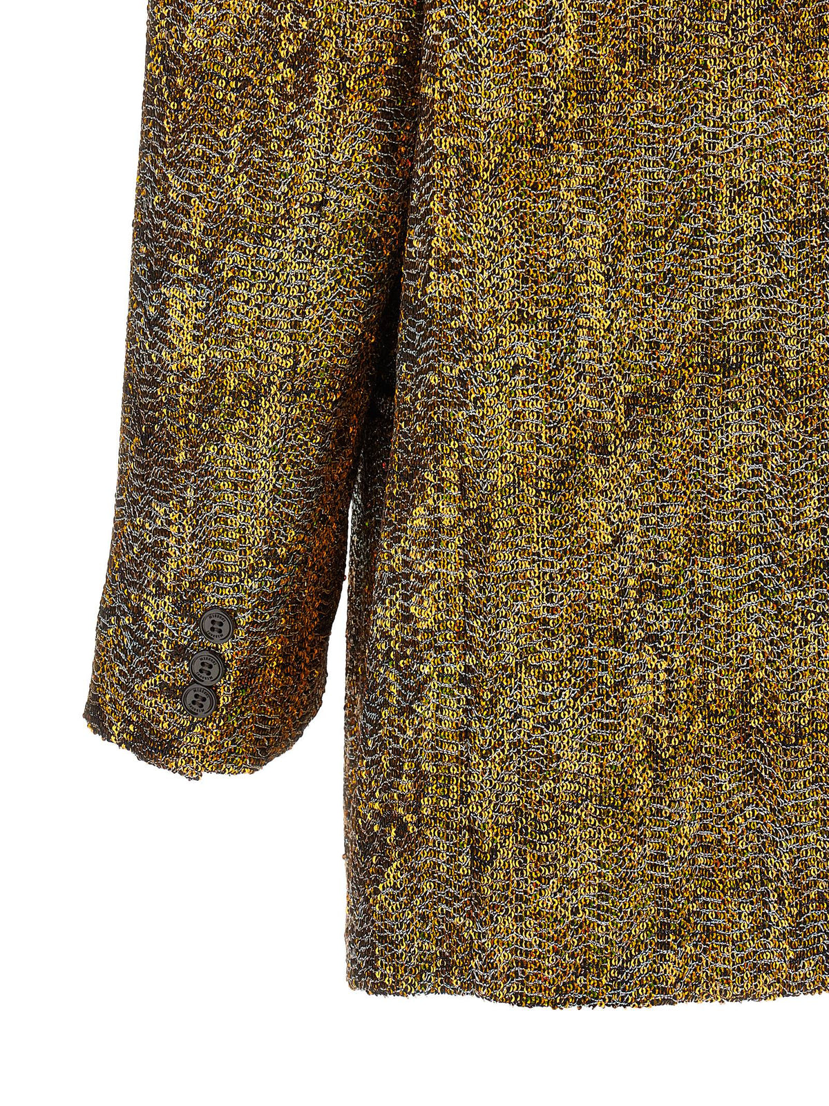 This Blazer by Missoni for women in polyester viscose & sequins bronze & gold presents a tailored silhouette, meticulously tailored with a tailored and distinctive for a tailored finish.
