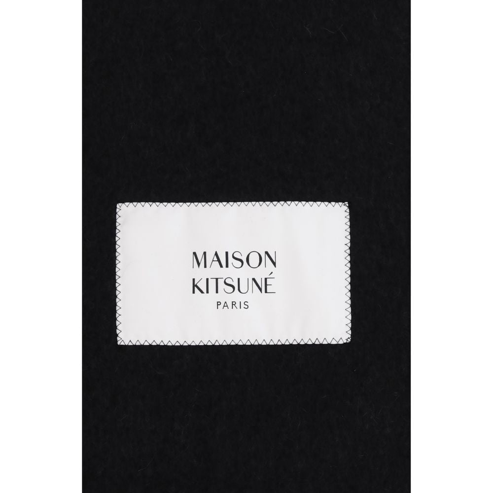Maison Kitsuné Alpaca Wool & Polyamide Fringes Scarf - Black Monogram