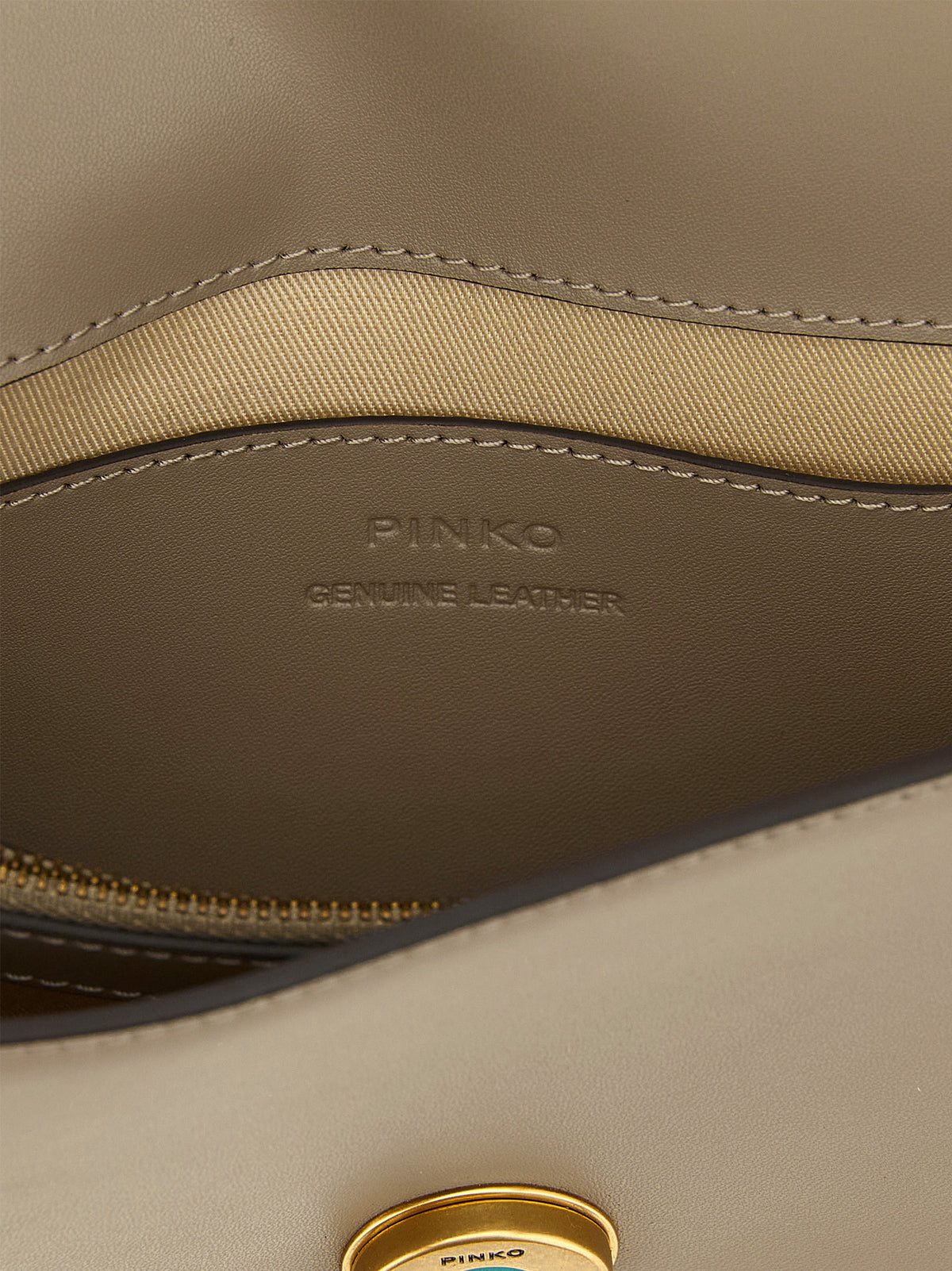 PINKO Love Birds One Bos Taurus Calfskin Leather 2-in-1 Shoulder & Crossbody Handbag - Gray Gold