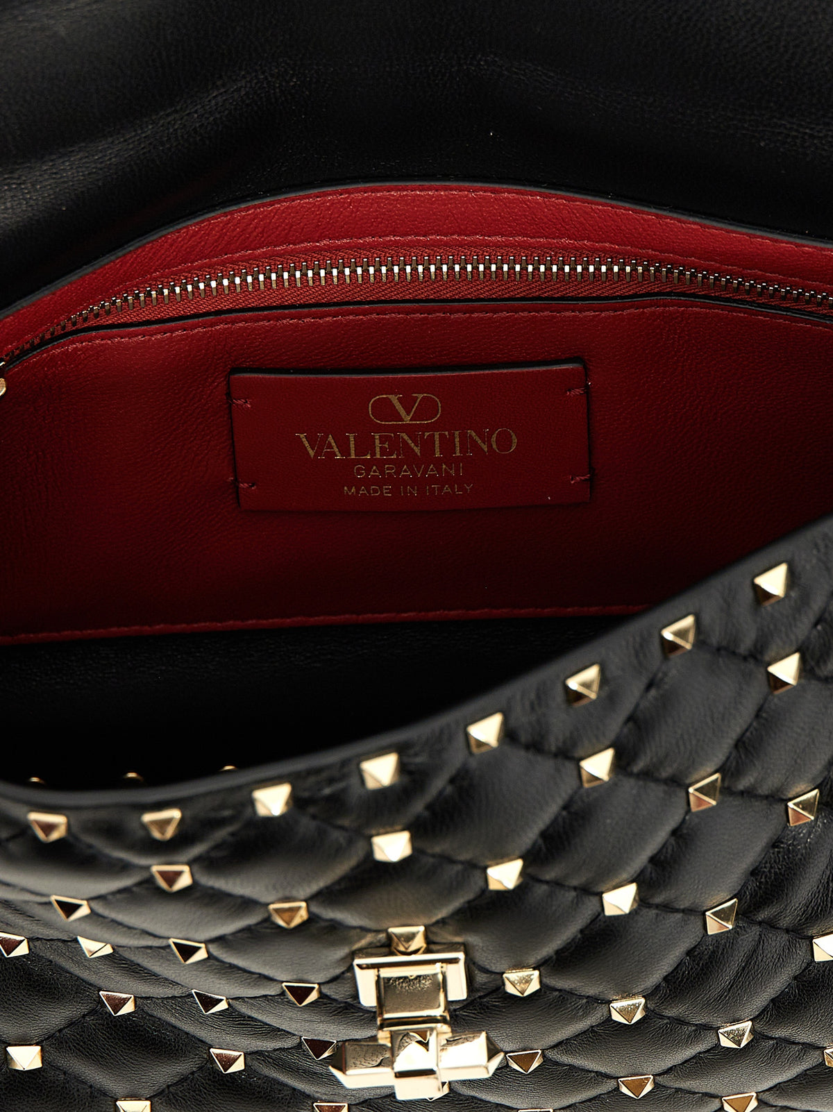 Valentino Garavani Rockstud Lamb Leather Shoulder Flap Bag - Black