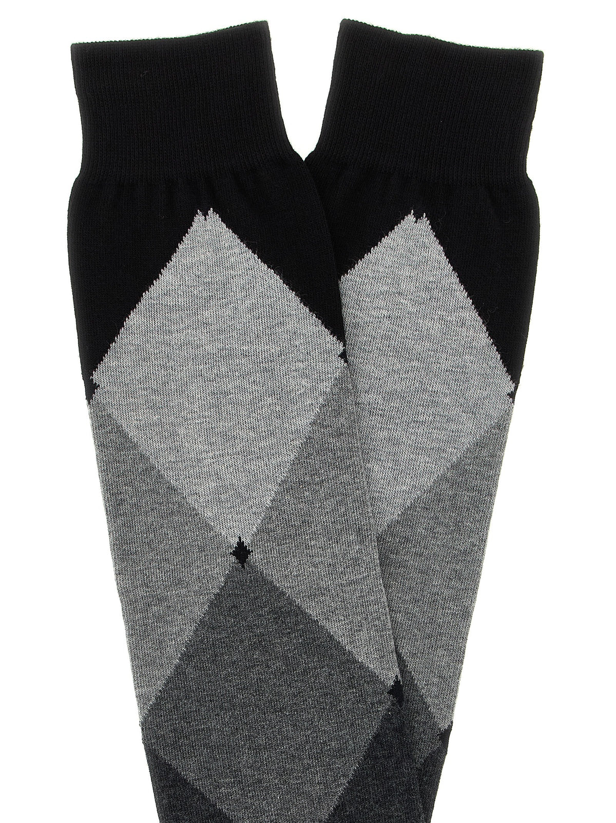 Socks by Ballantyne for men in cotton black & patterned features a snug silhouette, artfully capturing the essence of the snug Men's Cotton Socks design for a sophisticated look.