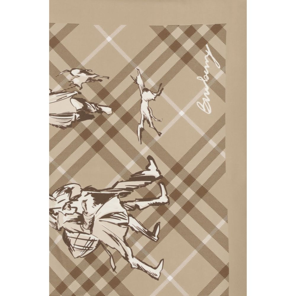 Burberry Silk Twill Square Scarf - Beige Signature Print Patterned Print