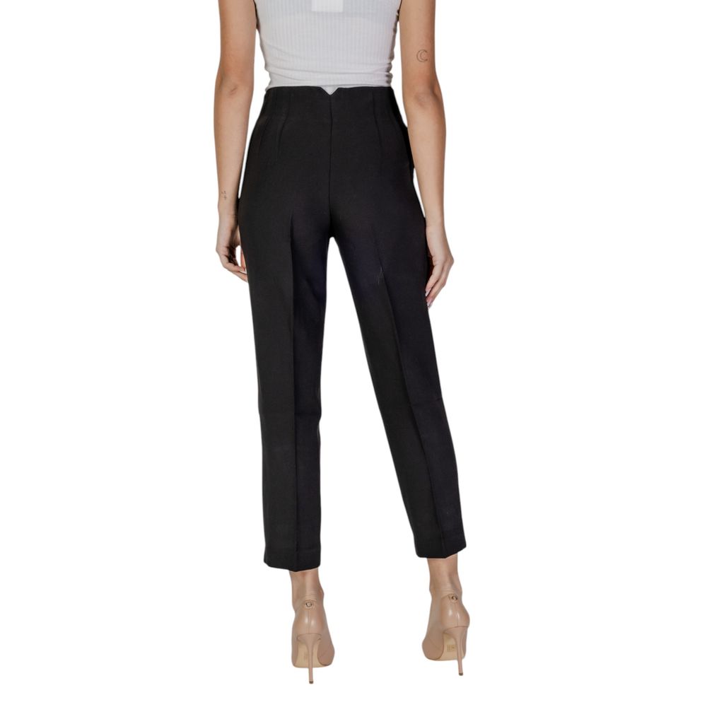 Trousers by Only for women in stretch polyester & viscose black presents a perennial silhouette, meticulously tailored with a cut, long finish, and an elegant .