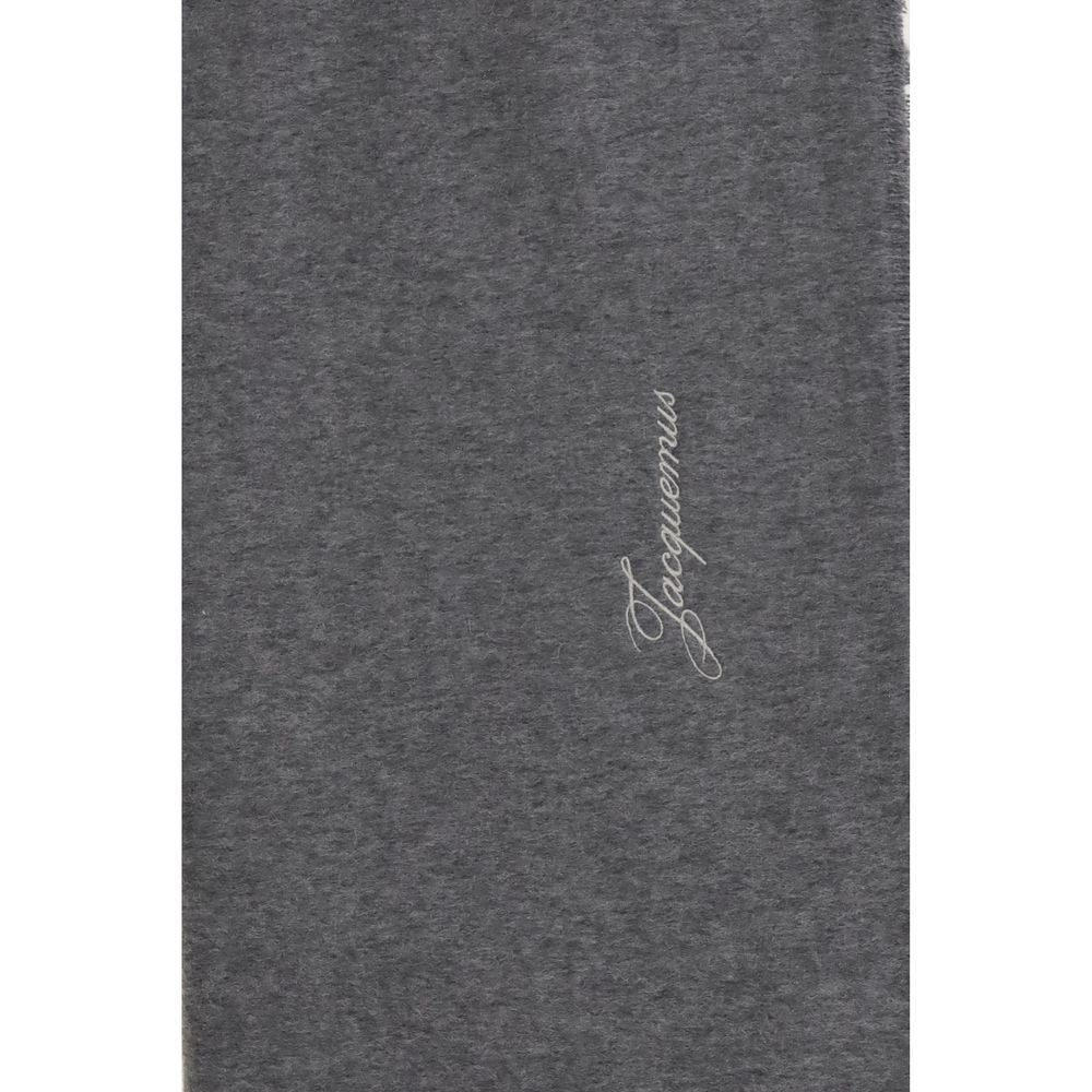 Jacquemus Merino Wool Fringes Scarf - Gray
