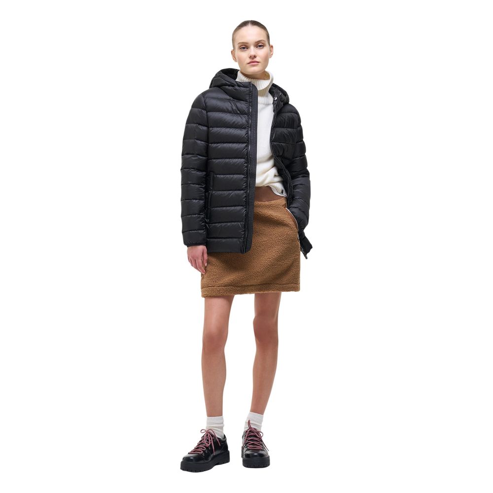Hooded Overcoat by Colmar Originals for women in polyamide black presents a luxurious silhouette, showcasing a luxurious hooded neckline and sophisticated thermal, lightweight, pockets, hooded & insulated for a premium, luxurious look.