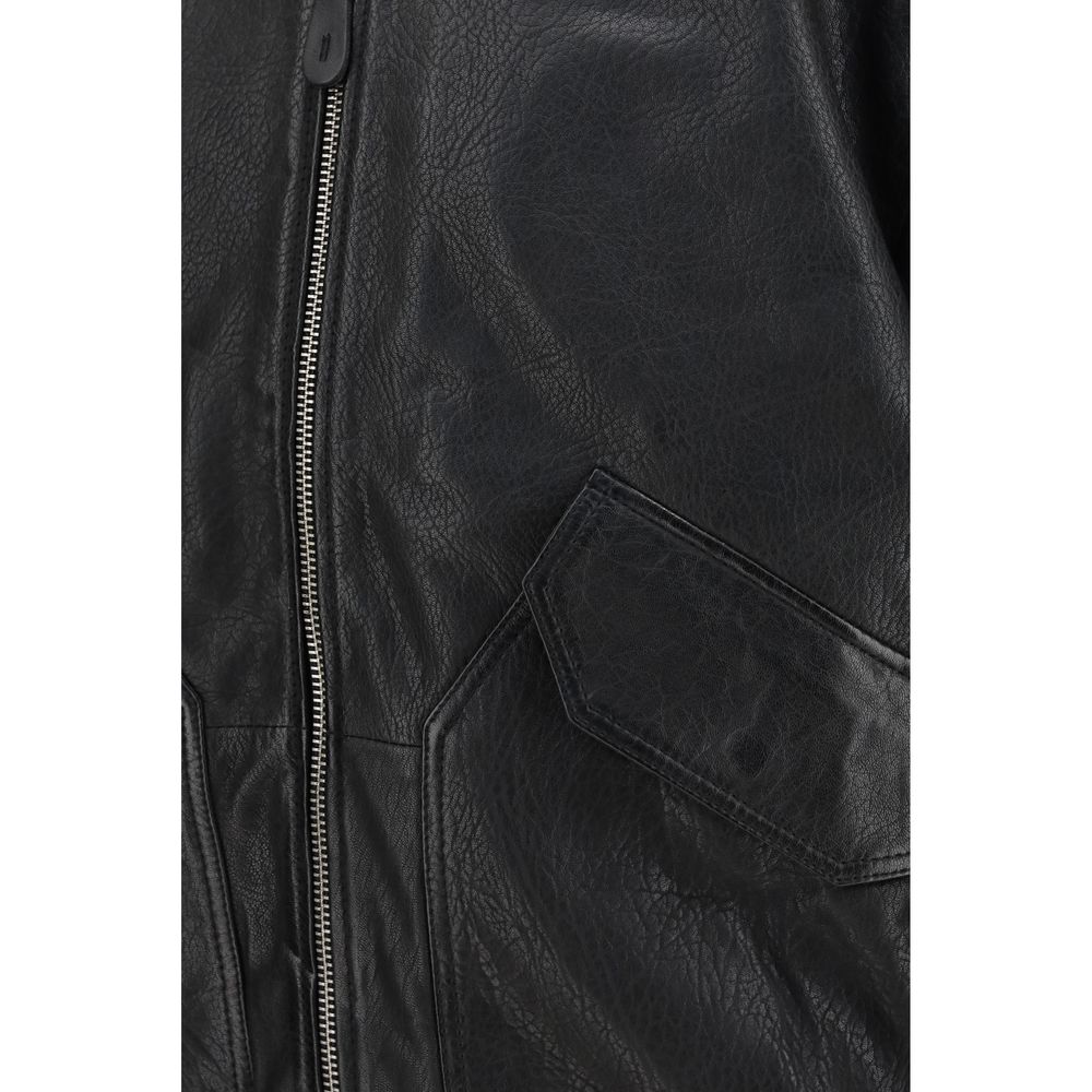 ALPHA INDUSTRIES Alpha Men's Lambskin Leather Bomber Jacket - Black Signature