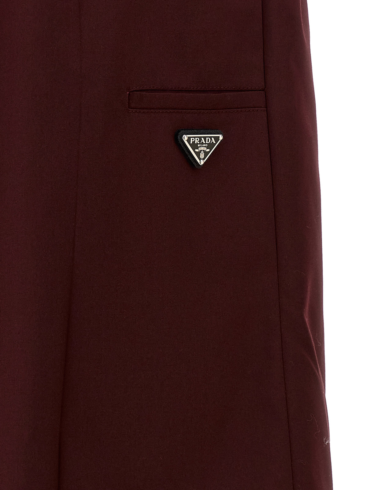 Prada Women's Flared Polyester Midi Skirt - Bordeaux