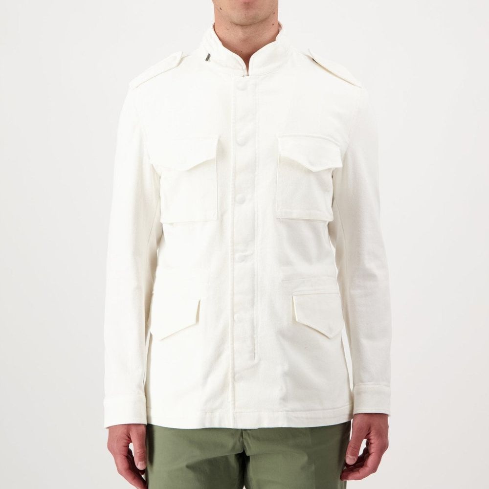 Overcoat by Autore for men in stretch cotton & nylon white features an voluminous silhouette, showcasing distinct and a voluminous for a truly voluminous aesthetic.