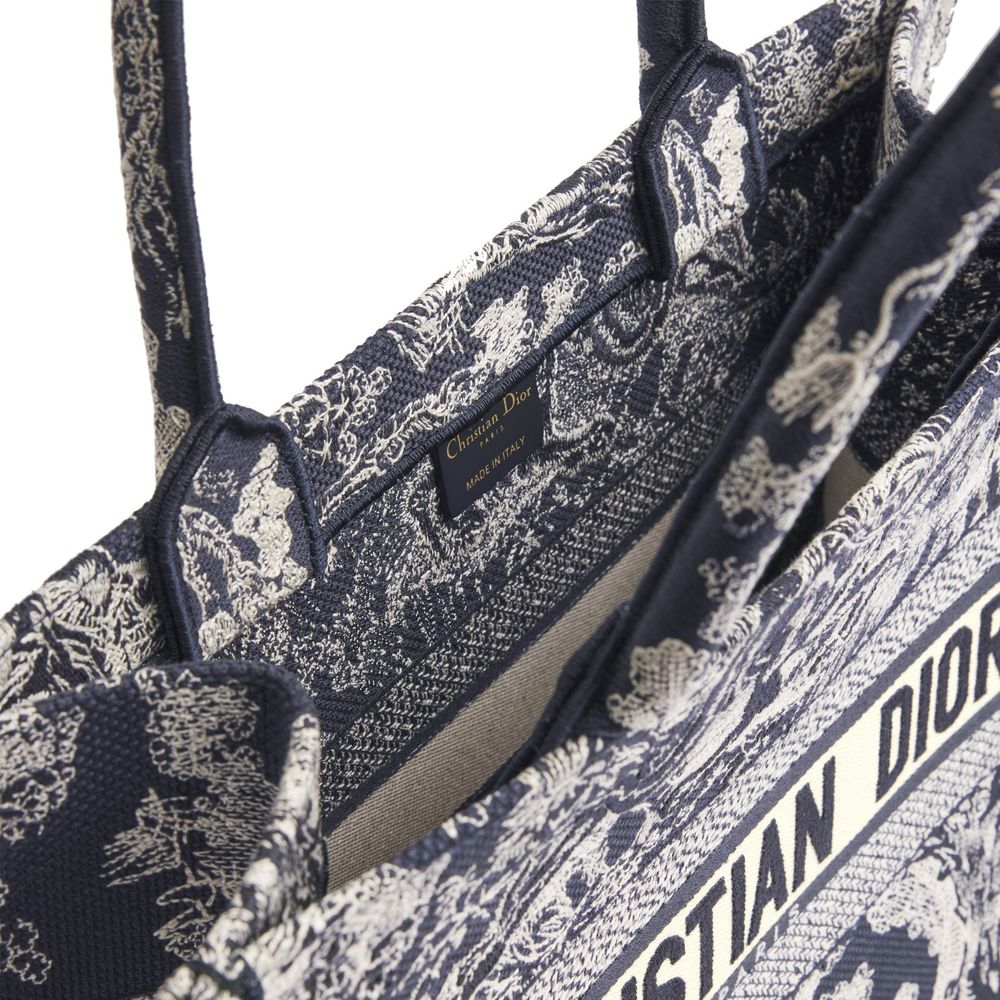 Dior Ecru Cotton Tote Bag - Blue Toile Signature