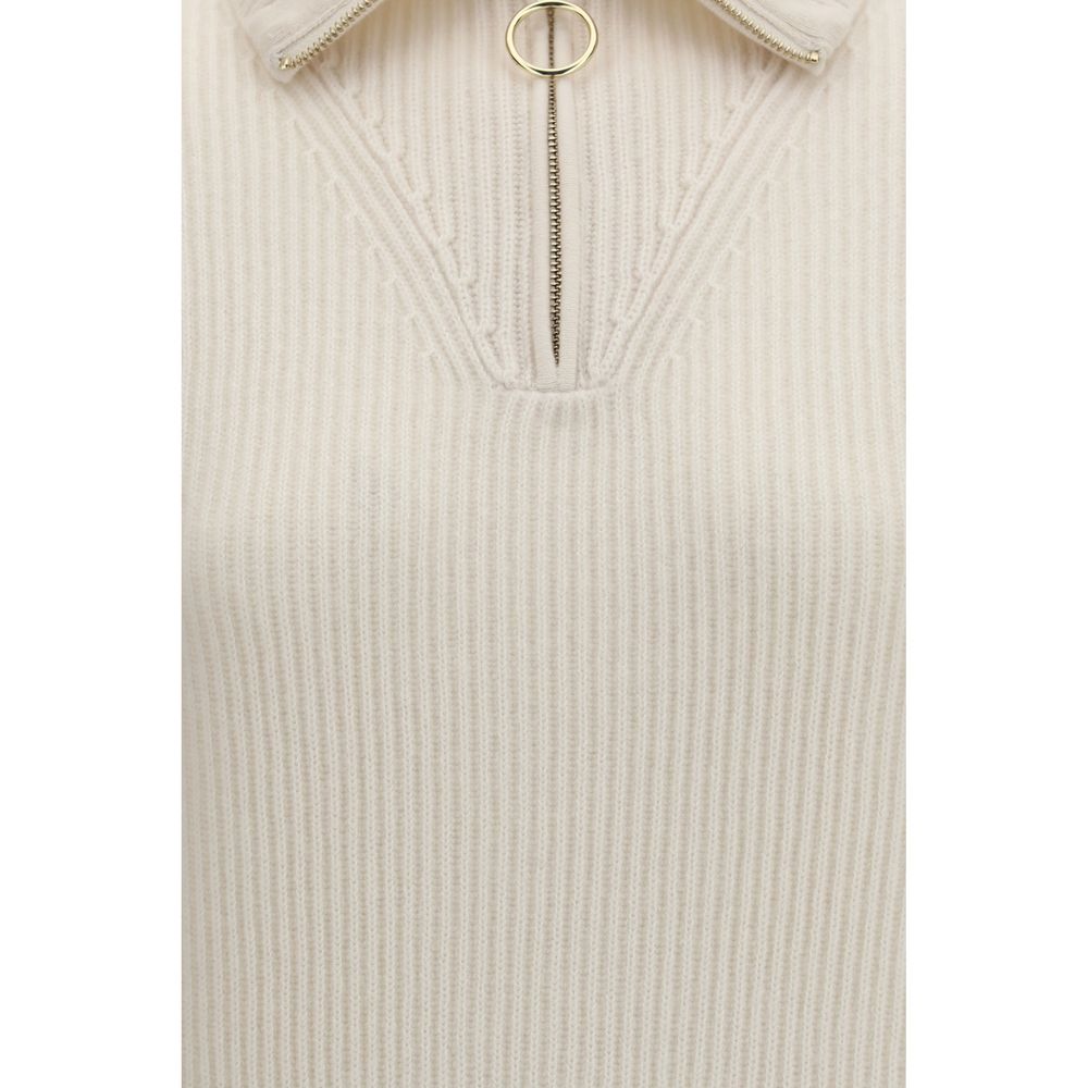 Forte_Forte Women's Regular Fit High Collar Cashmere Wool Sweatshirt - White