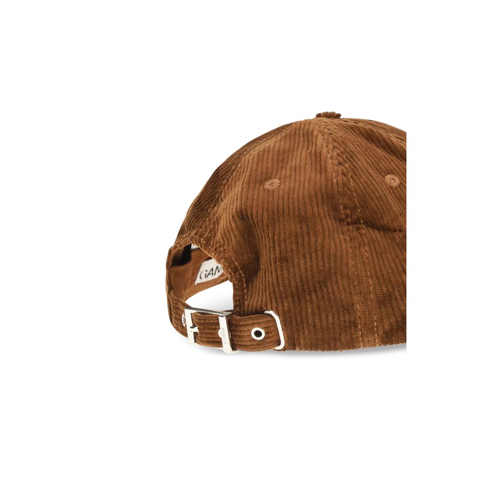 Ganni Corduroy Cotton Viscose & Lycra Baseball Cap - Brown