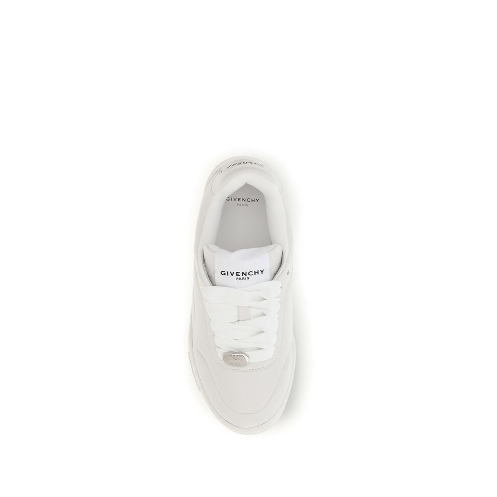 Givenchy Women's Low Top Mid Slip On Lambskin Leather Metal & Rubber Sneakers - Silver White Signature