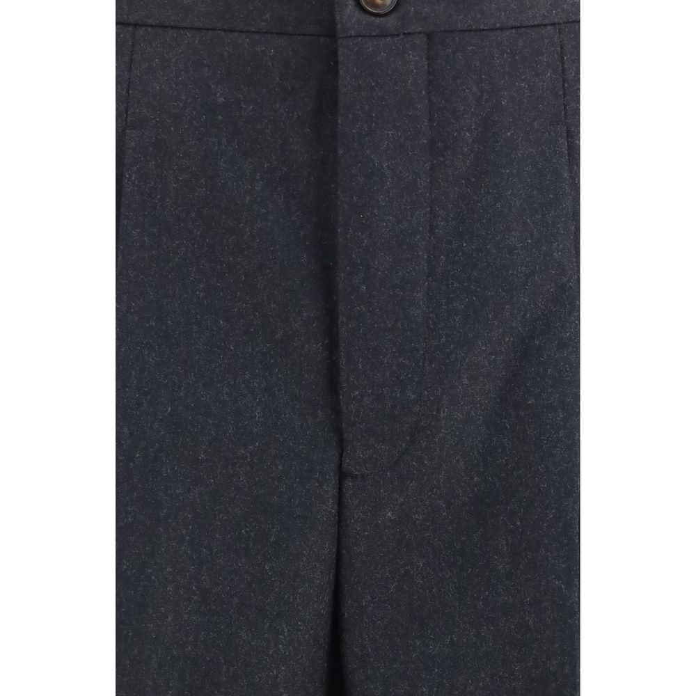 Umit Benan Men's Straight Regular Fit Wool Trousers - Gray