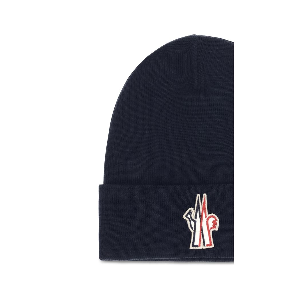Moncler Grenoble Virgin Wool Beanie Hat - Blue Signature