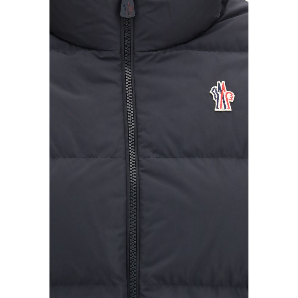 Moncler Grenoble Women's Lightweight Goose Down Padded Fleeced Polyester & Velour Windbreaker Jacket - Black Signature