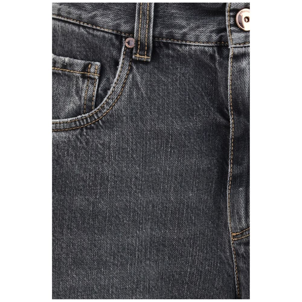 Brunello Cucinelli Women's Straight Leg Regular Fit Denim Cotton Jeans - Gray