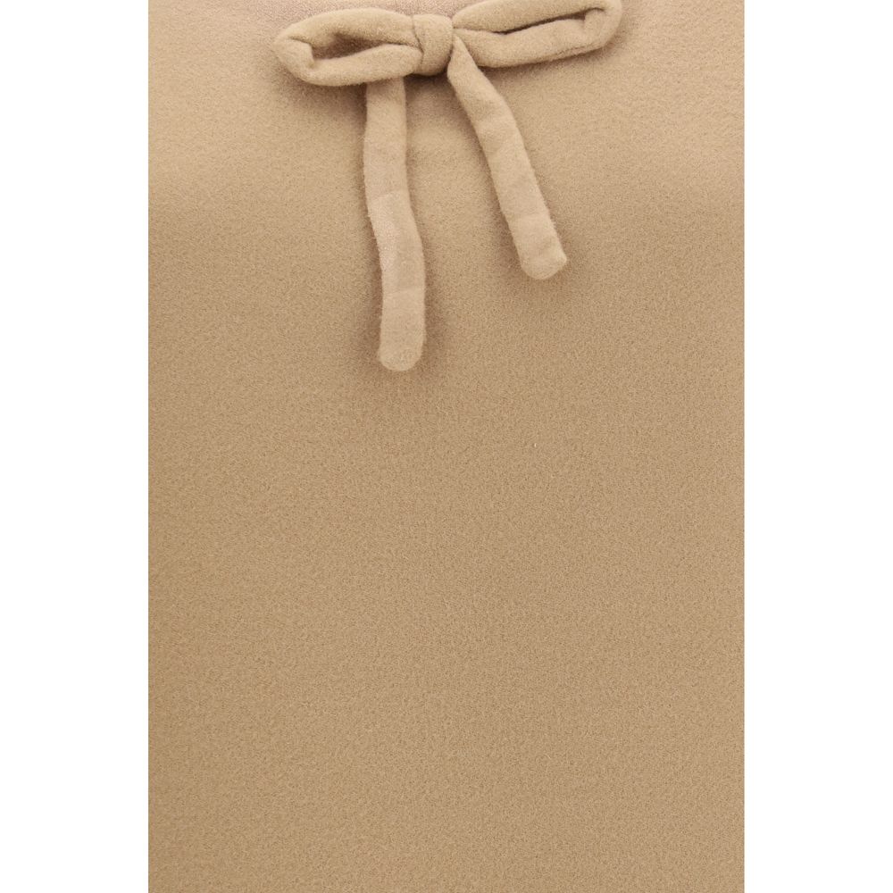Miu Miu Women's Sleeveless Round Neck Wool Short Dress - Beige Signature