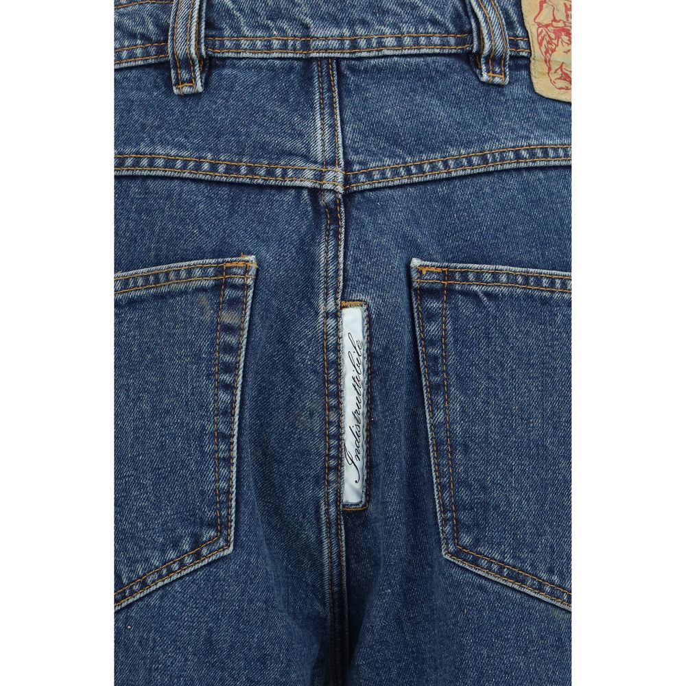 Magliano Men's Regular Fit Wide Denim Cotton Jeans - Blue Signature
