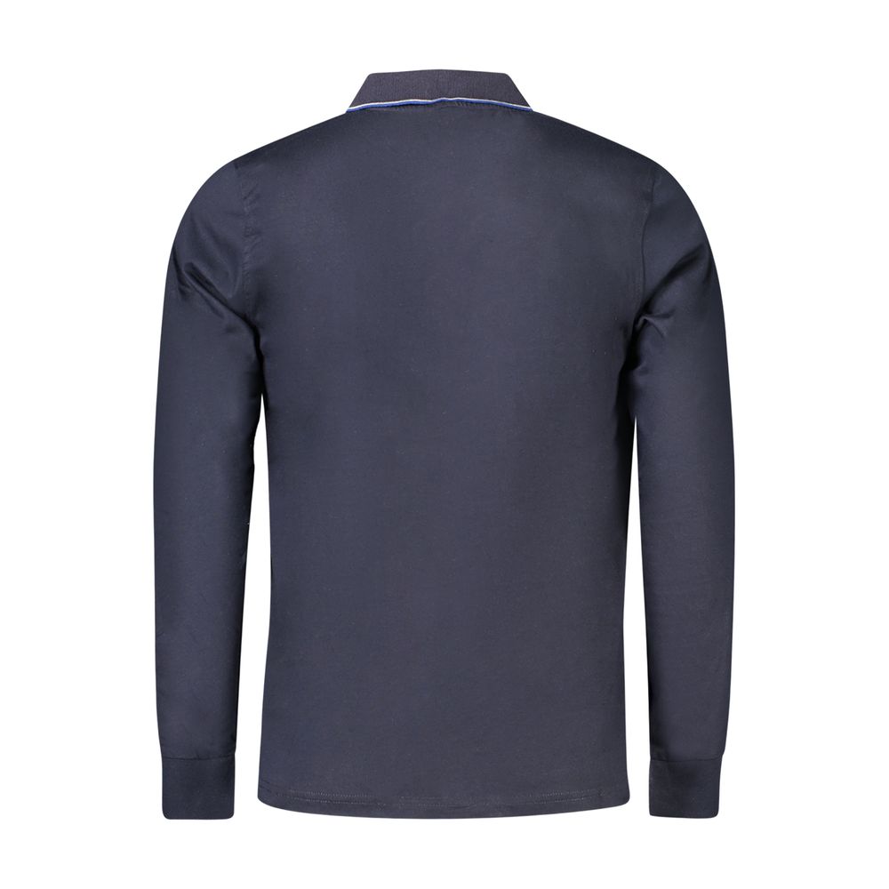 Coveri Moving Men's Long-Sleeve Cotton Polo Shirt - Blue