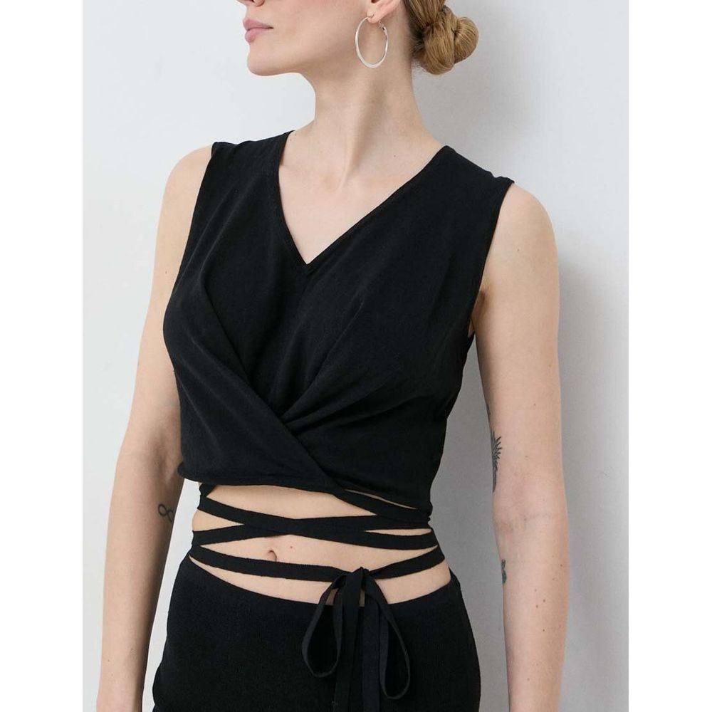 Patrizia Pepe Women's Sleeveless Cotton Flax & Nylon Long Dress - Black