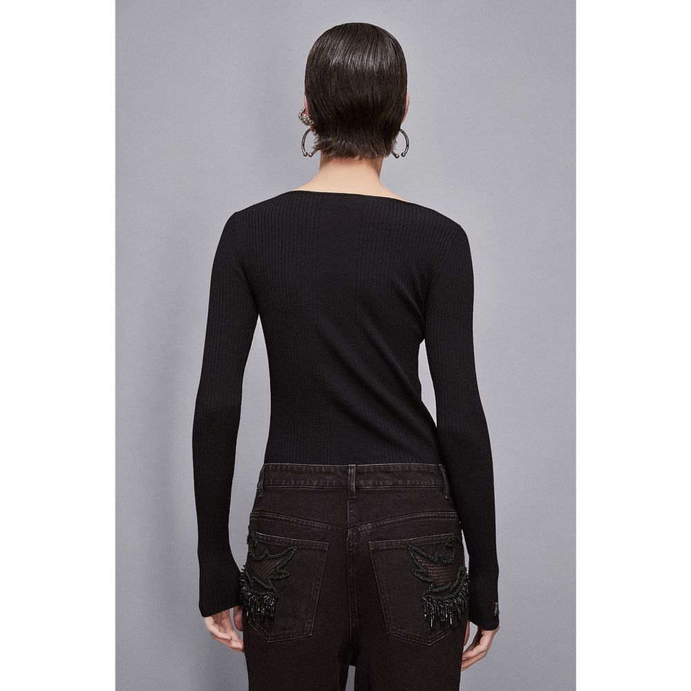 Patrizia Pepe Women's Polyester & Viscose Sweatshirt - Black