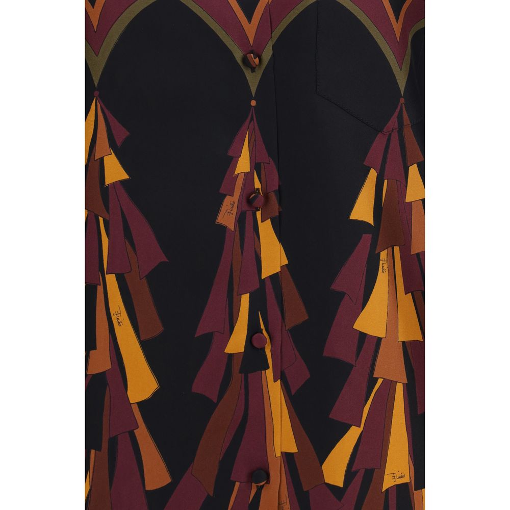 Emilio Pucci Women's Regular Fit Oversized Long-Sleeve Silk Twill Shirt - Multicolor Patterned Print