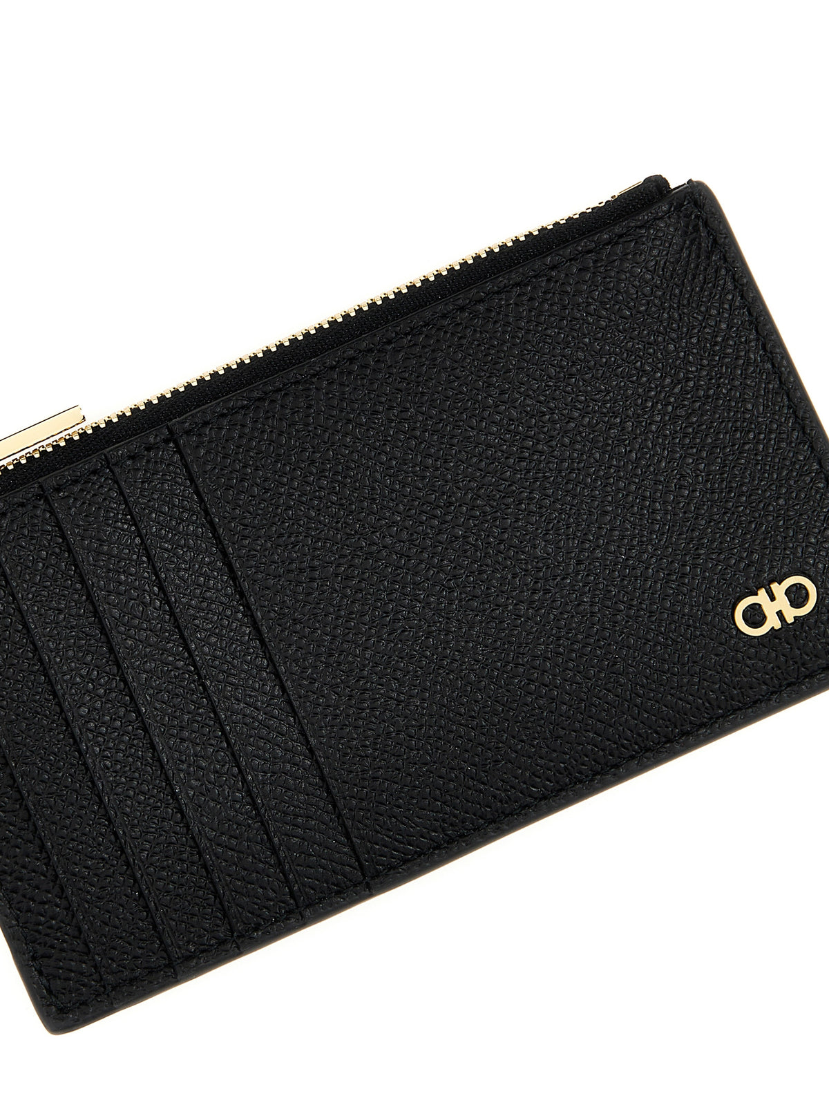 Cardholder Card Case by Ferragamo for men in bos taurus calfskin leather black features a distinguished silhouette, showcasing the distinguished design of the Gancini Bos Taurus Calfskin Leather Cardholder Card Case with refined card-organization.