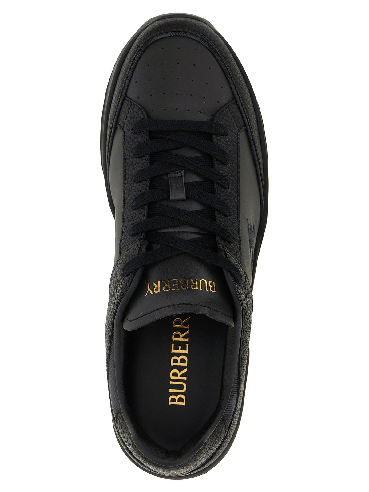 Burberry Grace Men's Chunky Polyamide Polyurethane Leather Sneakers - Black Gold Patterned