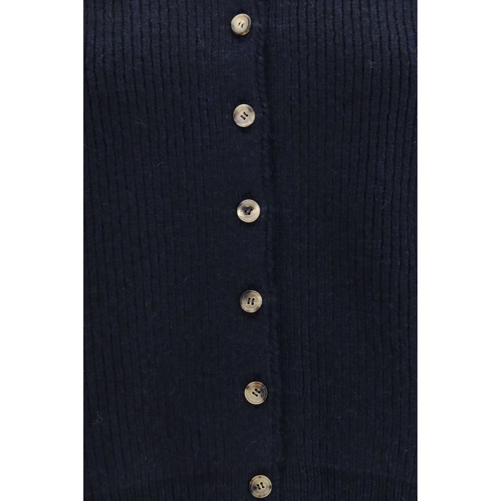 Khaite Women's Crop Top Regular Fit Cropped Cashmere Cardigan - Blue Horn