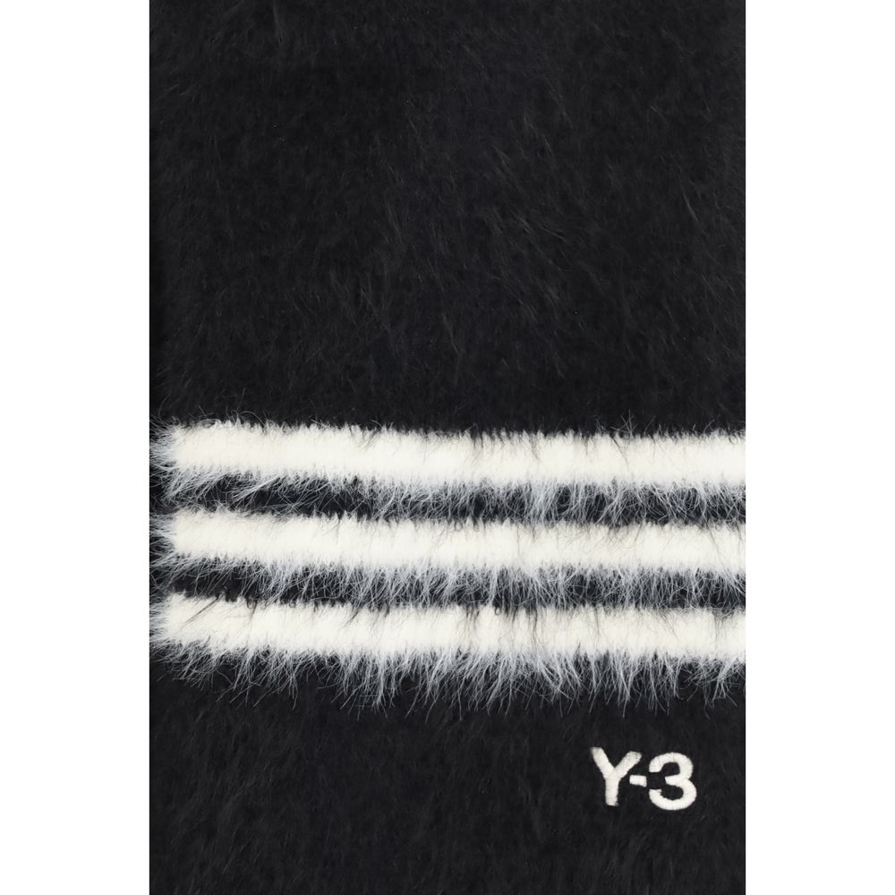 Y-3 Stretch Polyamide Polyester Shawl Fringes Scarf - Black Signature Striped