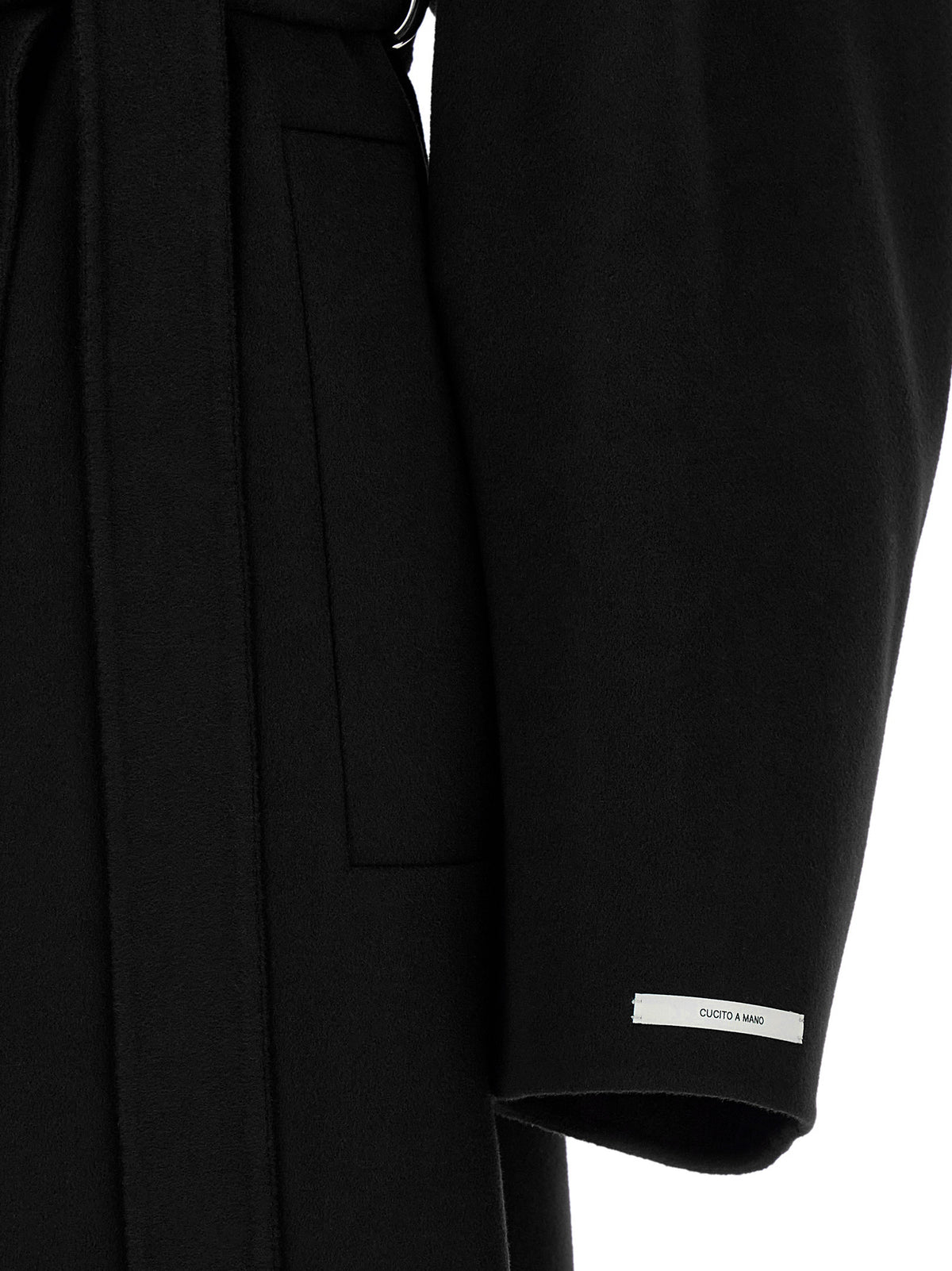 Sportmax Women's Virgin Wool Hooded Overcoat - Black Horn