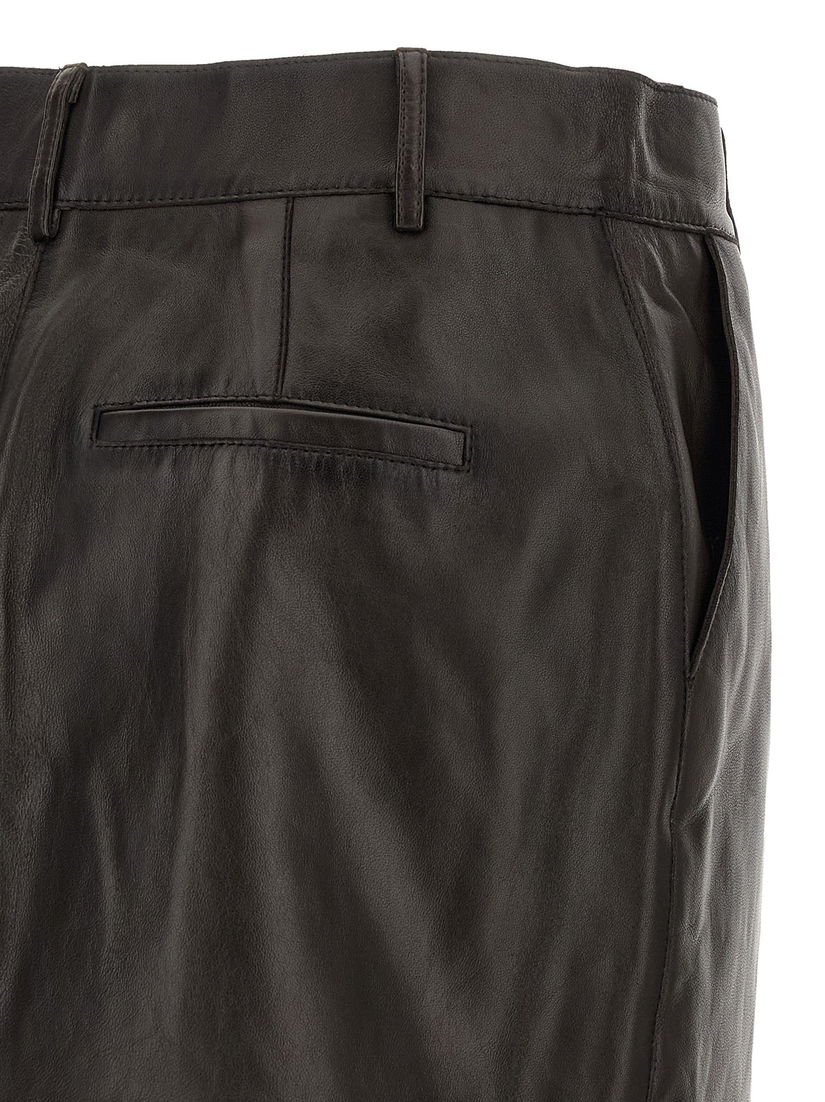 P.A.R.O.S.H. Women's Lambskin Leather Mini Long Skirt - Brown
