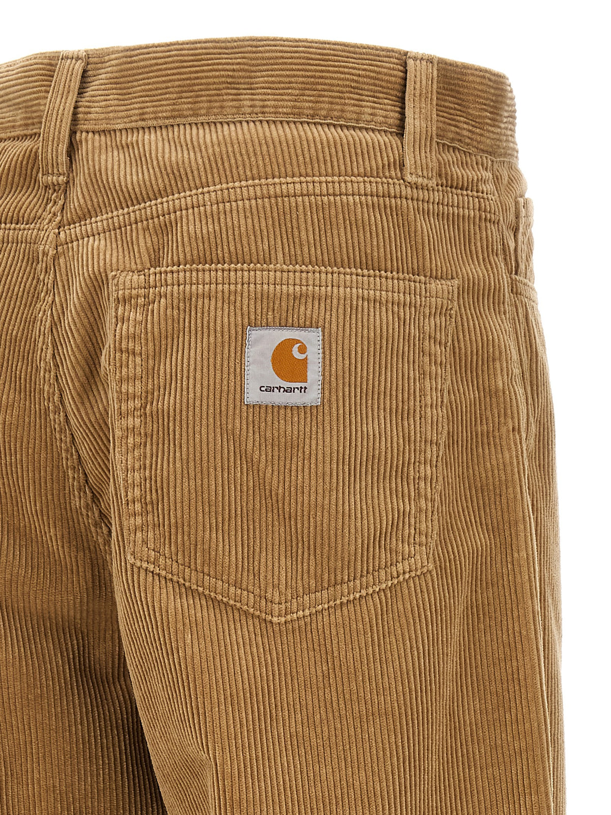 Carhartt Wip Men's Straight Leg Regular Fit Wide Velvet Cotton Casual Pants - Beige