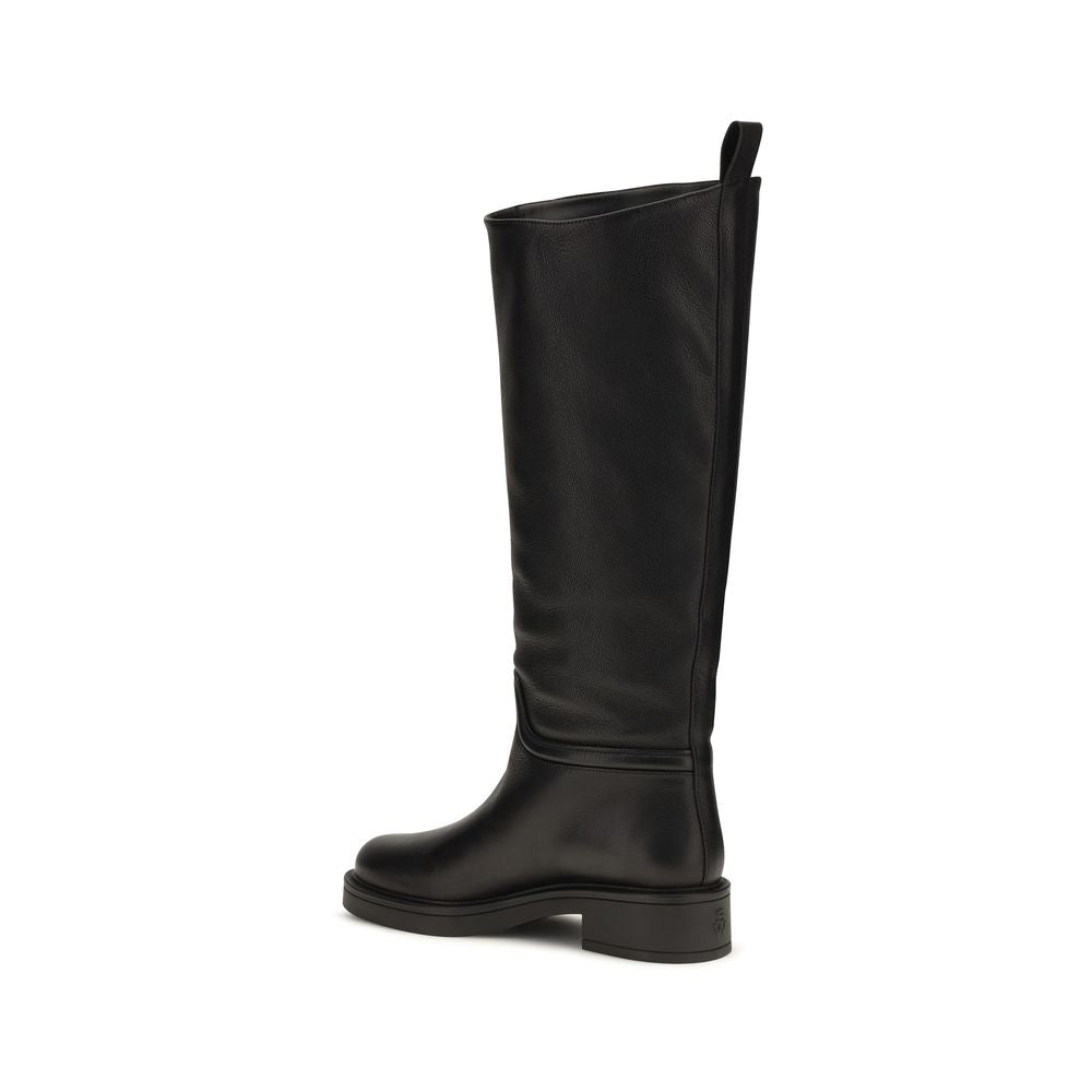 Flat High Knee-High Boots by Stuart Weitzman for women in bos taurus calf leather black features an effortless chic silhouette from the Women's Bos Taurus Calf Leather Flat High Knee-High Boots collection, showcasing a effortless chic flat and refined for an effortless chic look.