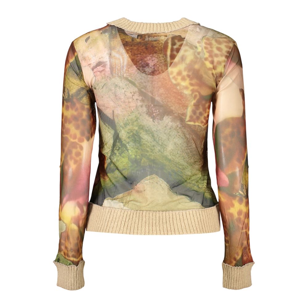 Desigual Women's Crew Neck Stretch Polyester Sweatshirt - Beige