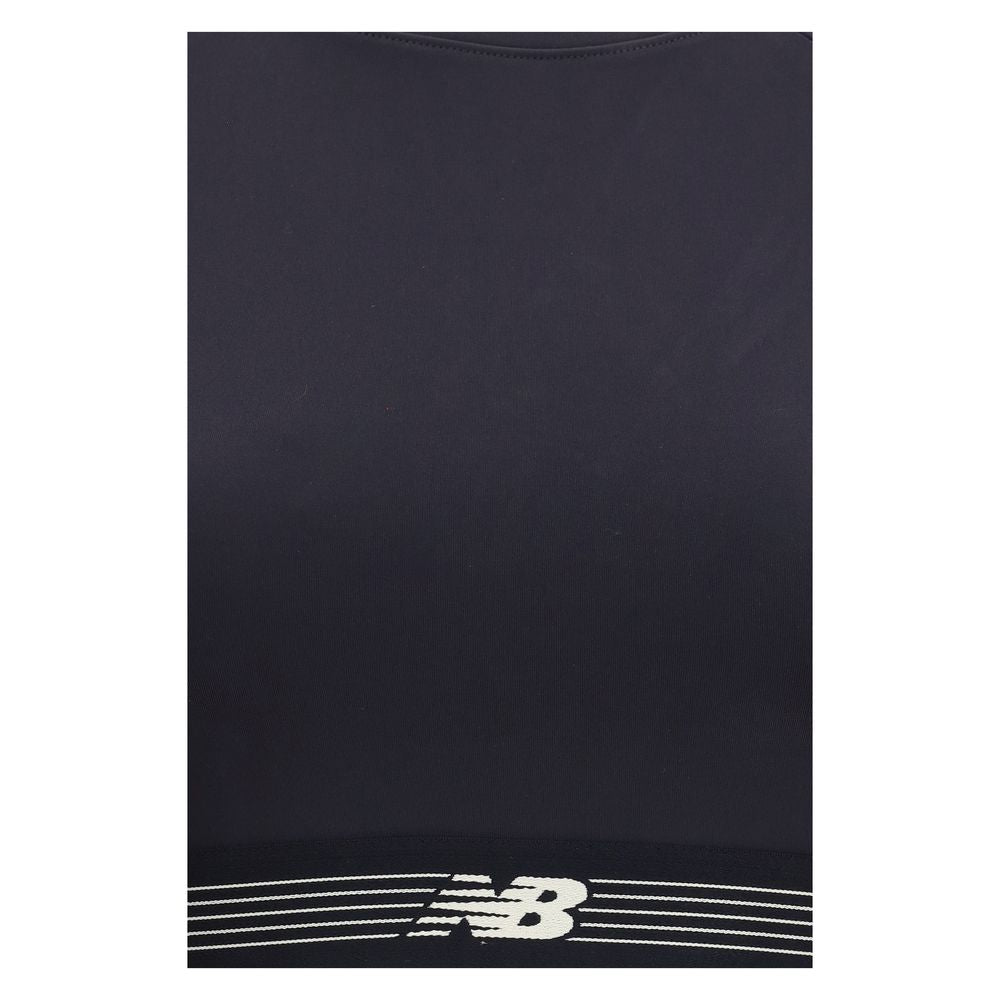 New Balance Women's Crop Top Slim Cropped Polyester & Acetate Sweatshirt - Black Signature