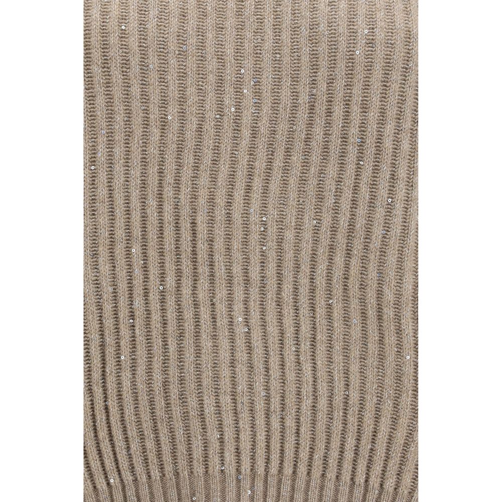 Brunello Cucinelli Women's Regular Fit Turtleneck Polyamide Cashmere & Merino Wool Sweater - Beige